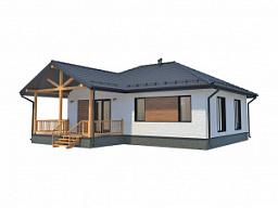 Одноэтажный каркасный дом 8х11 с террасой «Комарово» ДКО-73
